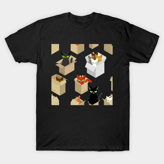 Cats in boxes T-Shirt by Art by Ergate